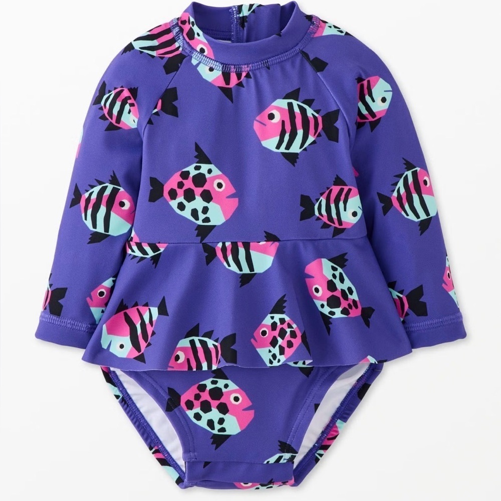 Hanna Andersson Baby One-Piece Skirted Rashguard Swimsuit 3-6